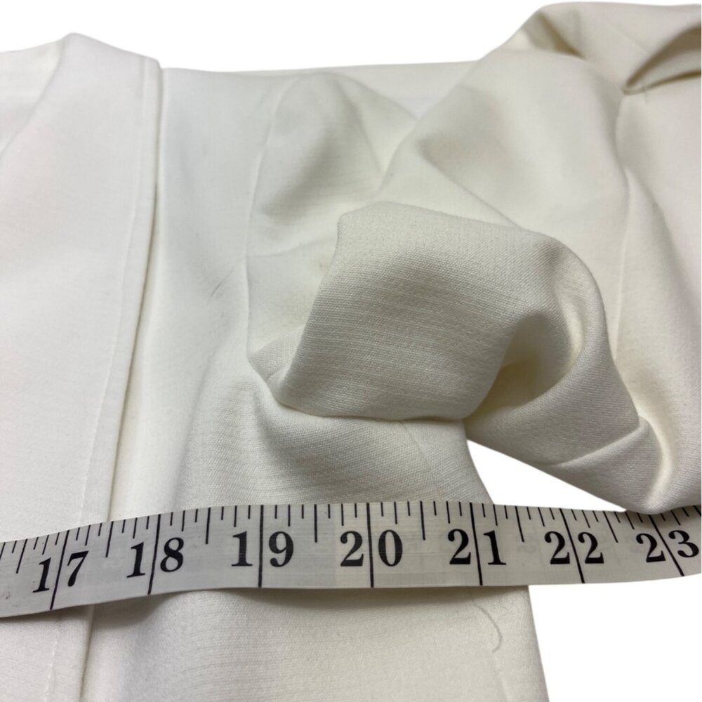 Tahari Arthur S. Levine Womens White Open-Front Blazer W/ Zipper Pockets Size 10 - Picture 6 of 8